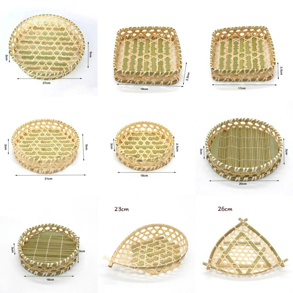 Desktop Ornament Bamboo Fruit Basket Bread Fruit Miniature Storage Baskets Creative Pastry Plate
