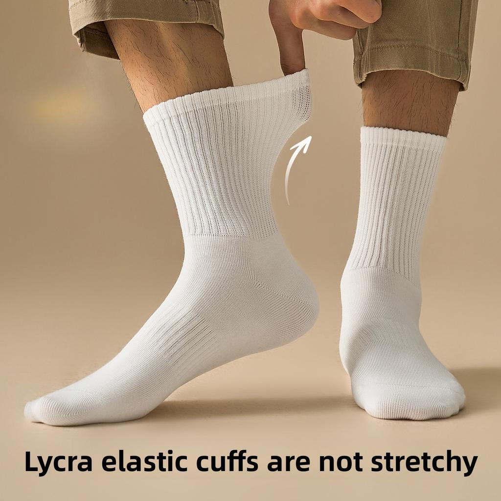 Antibacterial Socks - Men's Pure Cotton, Bone-free Mid-calf Socks, Sweat-absorbent, Breathable, Durable, and Anti-loosening.