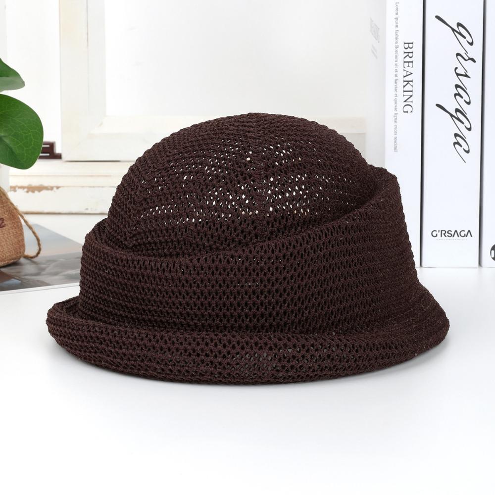 Curled Edge Straw Pillbox Hat Woven Top Hat New Circle Top Straw Hat  Sun Basin Hat
