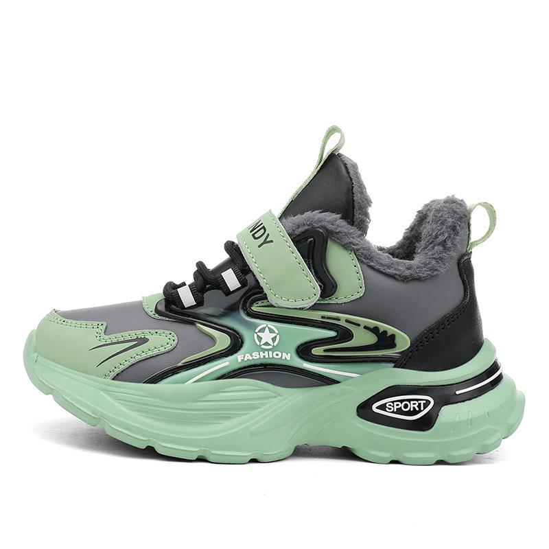 New Non-slip Children's Sports Shoes Large Cotton Soft Sole Casual Autumn and Winter Boys' Shoes Velvet Medium and Large Children's Shoes Primary Scho