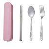 Portable Stainless Steel Travel Cutlery Set: Fork, Spoon & Chopsticks - Perfect for Students and Outdoor Use