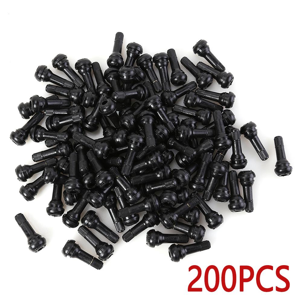 200/100PCS Black TR413 Snap In Short Rubber Valve Stems with Dust Caps Tubeless Car Motorcycle Wheel Tire Valve Stems