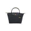 LONGCHAMP Le Pliage Club Canvas Cow Leather Dumpling Bag , Short Handle Handbag Small Women's Metal Gray (Unisex) Handbags