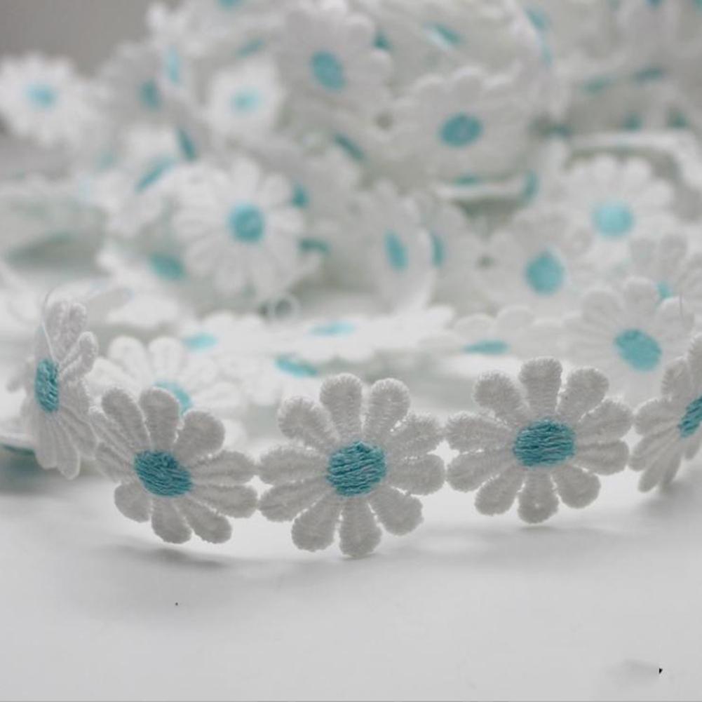 1 yard vyšívaná krajka s květem sedmikrásky Nášivka Čelenka Šití DIY Craft