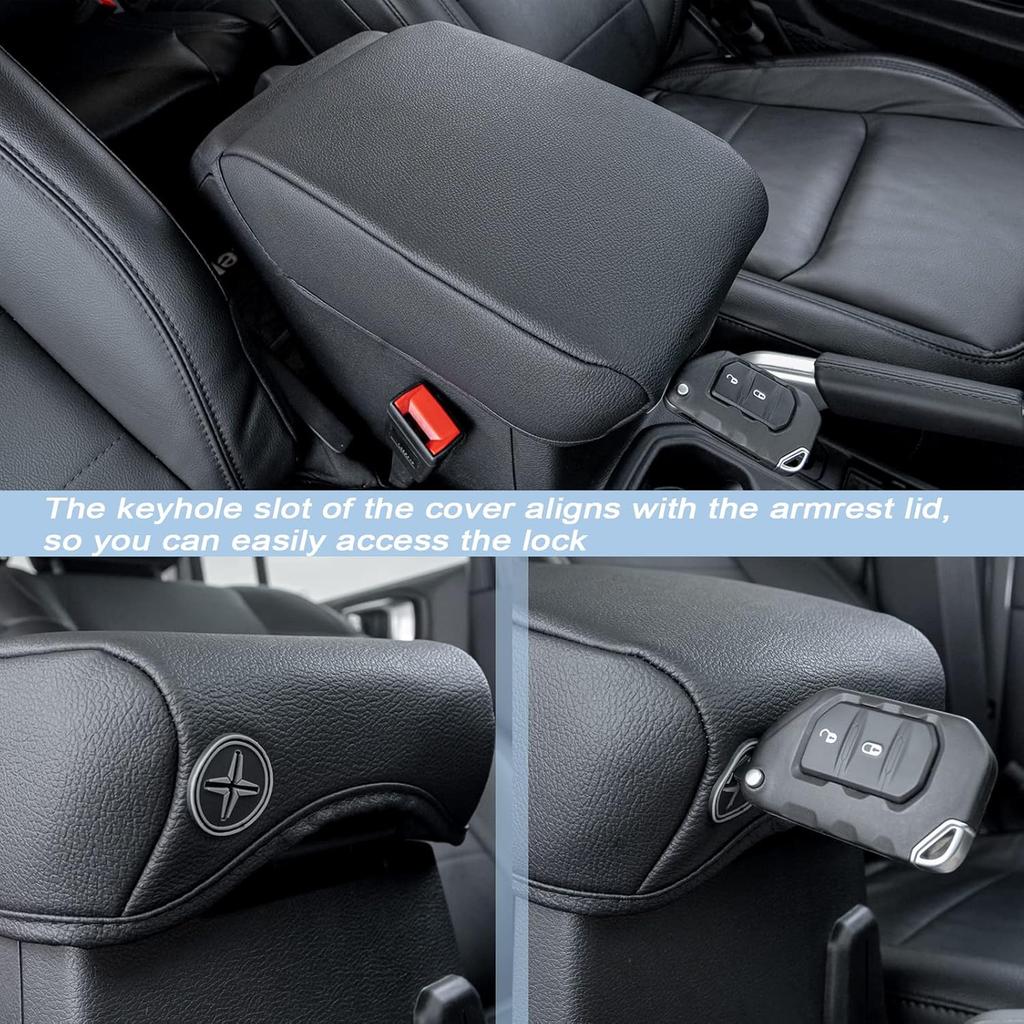 Center Console Armrest Cover Compatible With Jeep Wrangler JL/JLU 2018-2024 2025 And Jeep Gladiator JT Truck 2024 2025, Accessories PU Leather