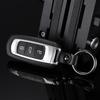 Men's Metal & Leather Car Keychain with Round Buckle