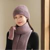 Outdoor Hat for Women In Autumn and Winter Fashionable and Versatile Plus Velvet Mom Hat Casual Cold Proof Woolen Hat  Neck Warm Suit