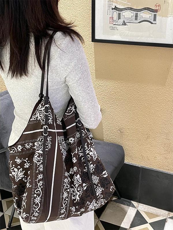

Large-capacity Printed Single-shoulder Shopping Bag Tote Bag Casual Women s Bag Laid-back Commuting Handbag