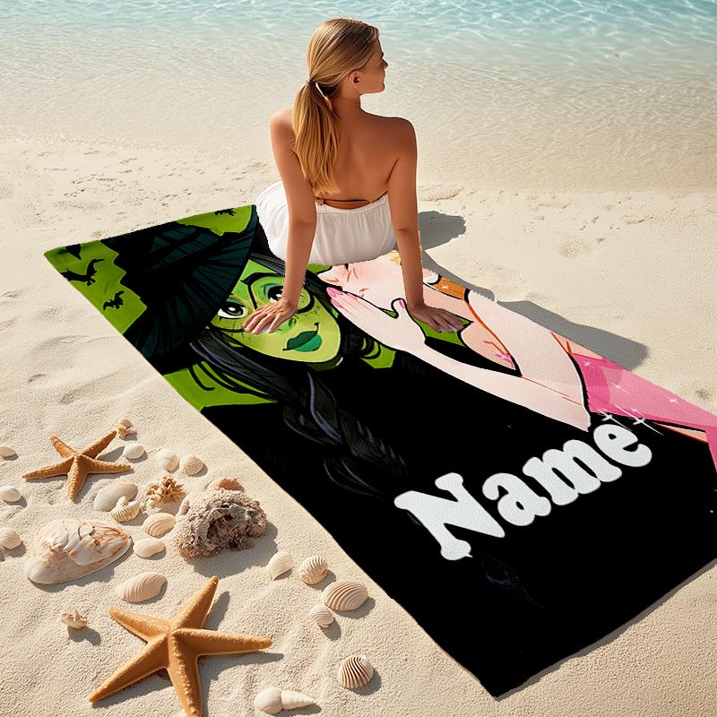 1PC Custom Name Witch whispers secrets princess. Beach Towel Highly Absorbent And Sand-Resistant Towel for Swimming, Pool, Yoga, And Travel Lightweigh
