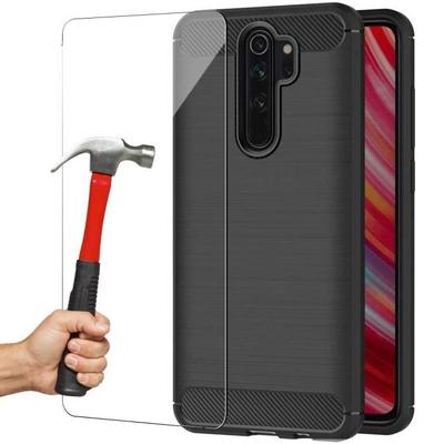 Case for Redmi Note 8Pro (6.53") Tempered Glass Included Classic Traits Pattern Steel Reinforced Protection Design Tpu Black