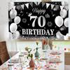 70 Birthday decoration for men and women 70 Happy Birthday Banner Large Black silver Birthday Background Banner 70 Week Commemorative Birthday Party