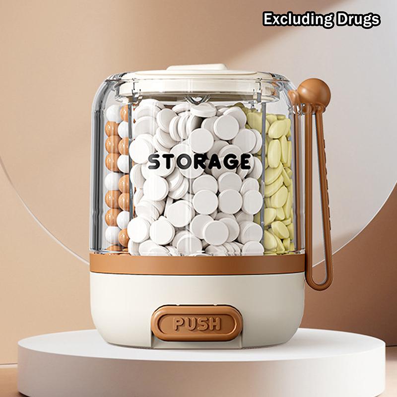 

Round Pill Box 4-compartment Pill Case Drug Dispense Mini Portable Daily Medicine Box Organizer Case Tablet Storage Container кавовий