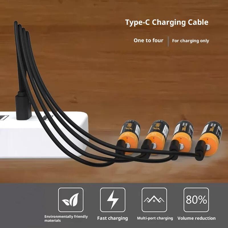 1Pcs 4 In 1 Multi-Usb C Splitter Charging Cord For Huawei Tablet Laptop Pc Usb Type C Fast Charging Data Cables