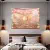 VIKAMA Pink Gold Sun God Tapestry Dreamy Moon Star Cloud Universe Energy Wall Hanging for Bedroom Living Room Decor