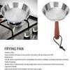 Wooden Handle 304 Stainless Steel Frying Pan Flat Bottom Open Skillet Cooking Pan  Chef