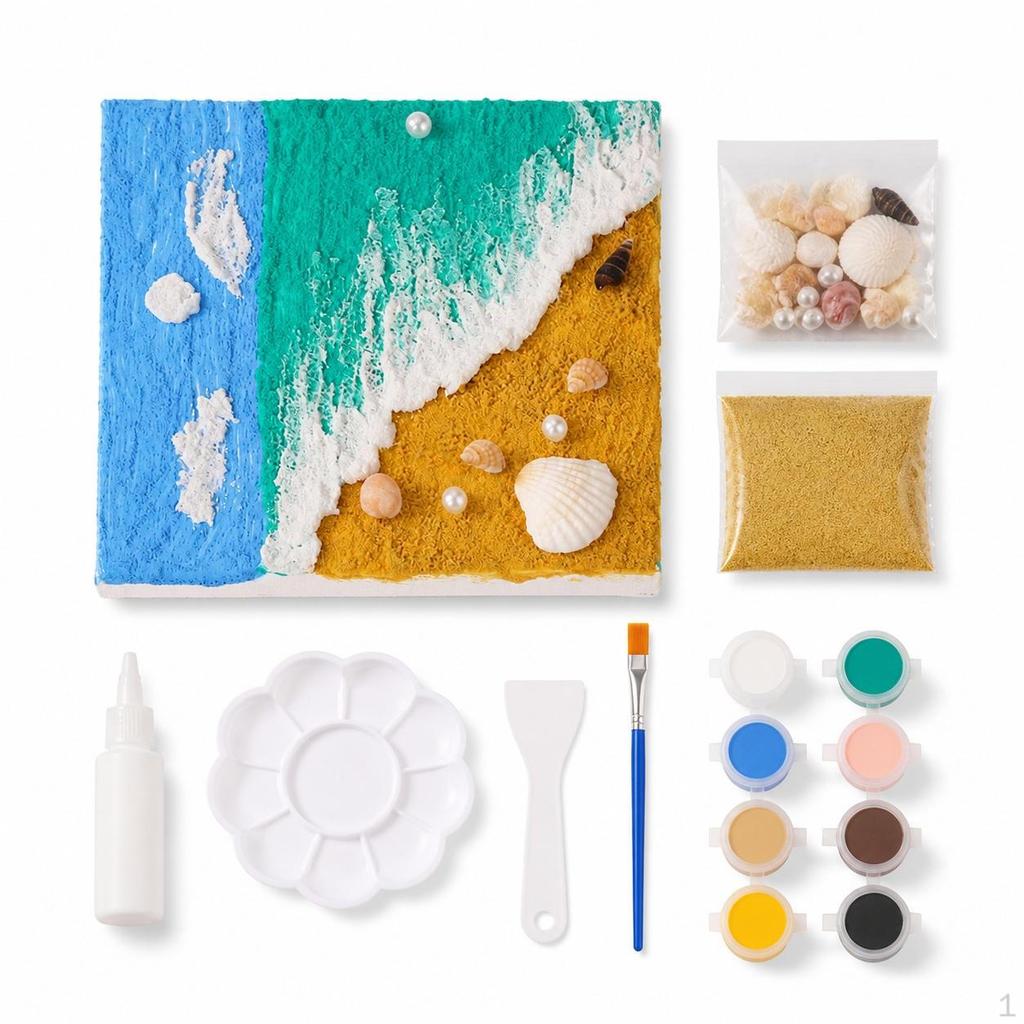 DIY HandPainted Quartz Sand Acrylic 3D Ocean Painting Kit for Art Projects and Team Building 15*15