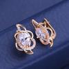 KNIKOO Clip Earrings For Women Blue Cubic Zirconia Fashion Flower Stud Earrings Jewelry For Wedding Party Gifts