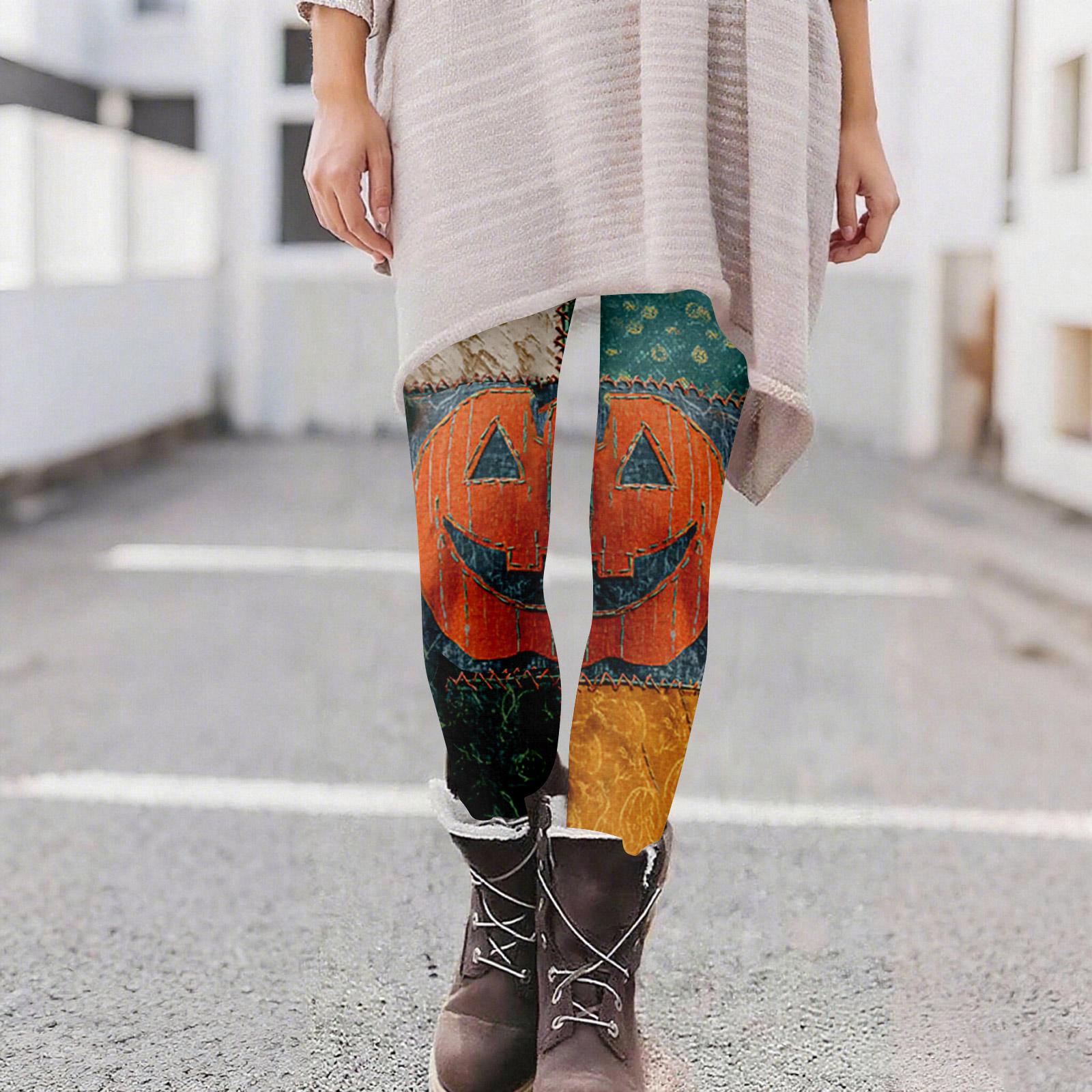 

Женские повседневные модные уличные брюки для йоги с принтом на Хэллоуин, облегающие эластичные укороченные брюки L