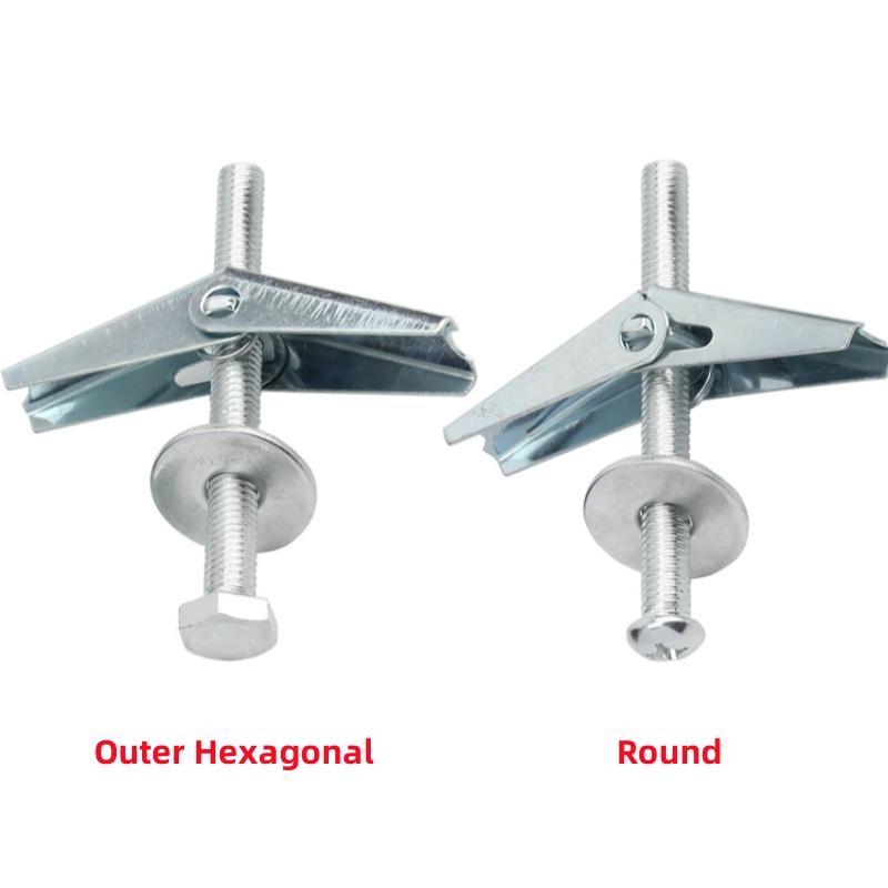M4 M5 M6 M8 M10 M12 Galvanized Carbon Steel Heavy Duty Hollow Wall Anchors For Drywall Ceiling Toggle Bolts Wing Nut Kit