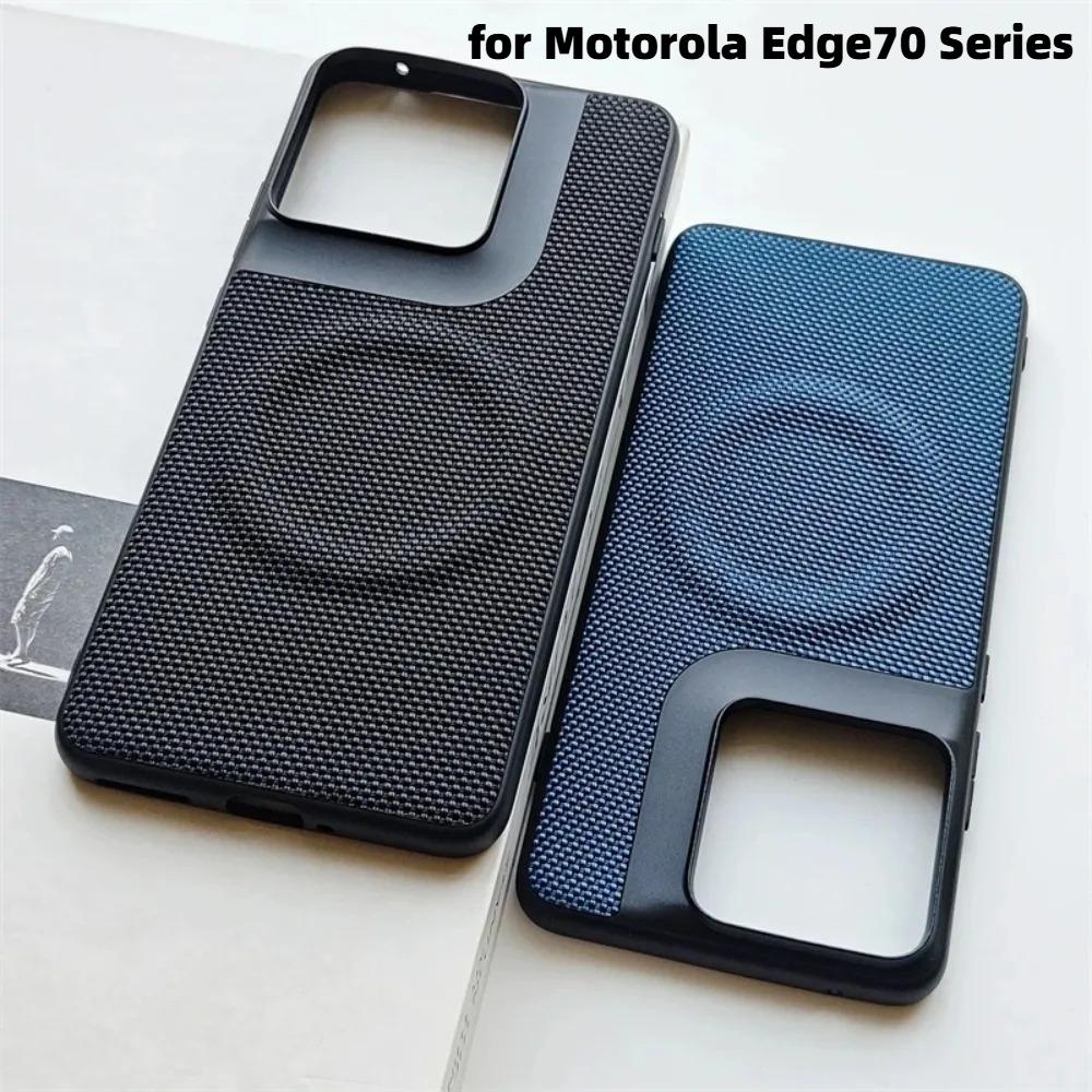 Business Sle Technology Woven Leather Magnetic Case for Motorola Signature Edge70 Ultra Fusion for Magsafe Charge Protect Cover