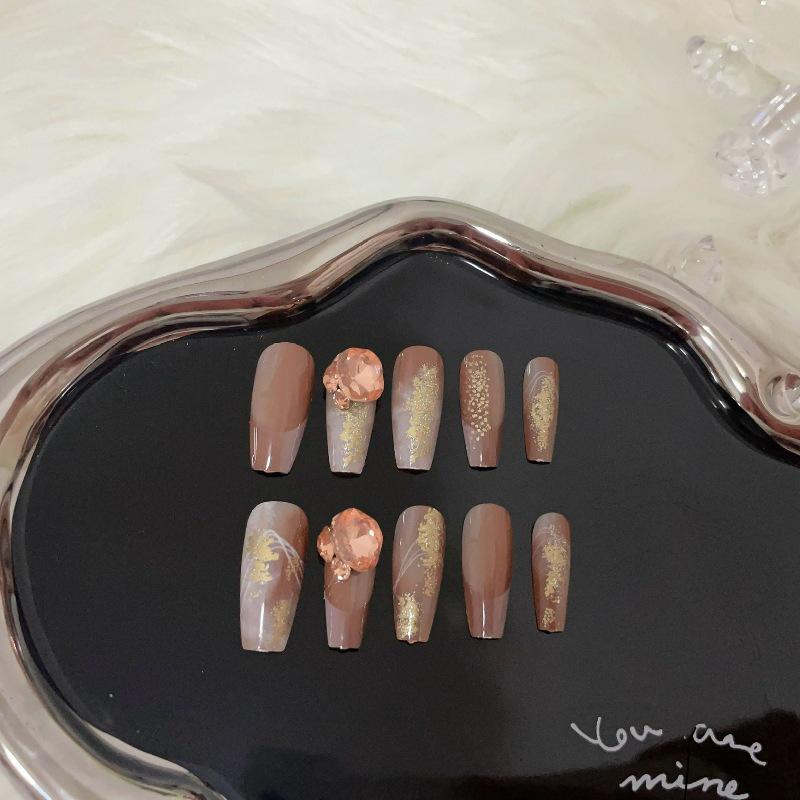 Luxurious Handmade Translucent Nail Tips for Autumn/Winter – Soft Texture, High-Class Feel