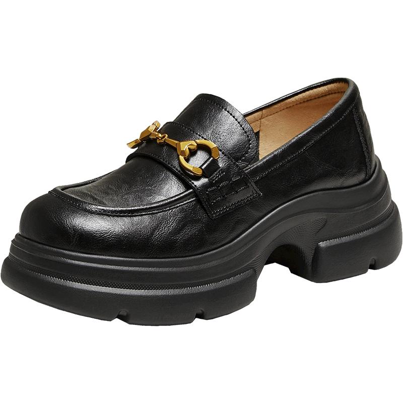 TATA Women's British Loafers with Heart Detail