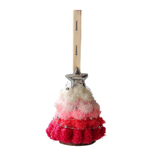 Plush Christmas Tree Ornament Mini Fluffy Christmas Tree Pendant with Star Treetop Multicolored Xmas Tree Shaped Hanging Crafts for Home Party Decor