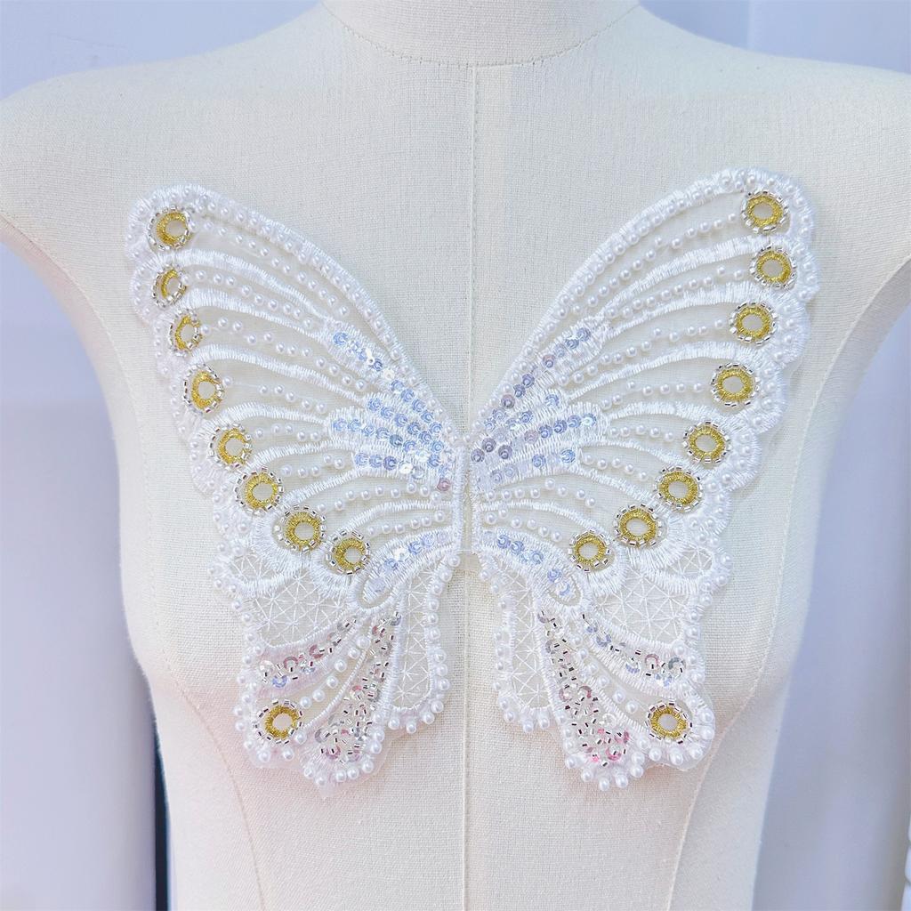 Bead Embroidered Gold Thread Embroidered Butterfly Hollow Collar Decal Patch Decoration Diy Clothing Accessories