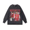 2. American Retro Hip-Hop Star Print Base Top Men'S And Women'S Autumn Washed Crew Neck Long Sleeve T-Shirt