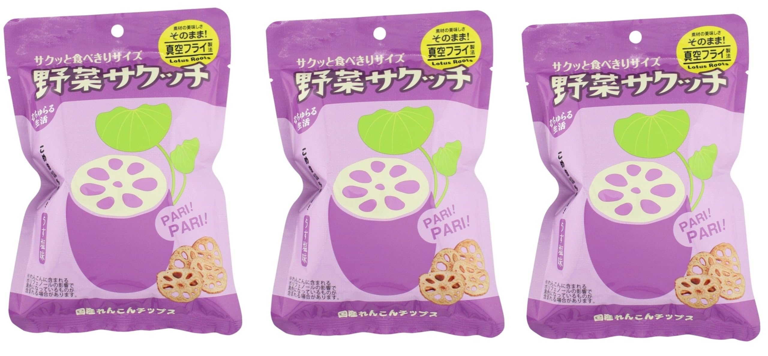 

E Organic Lifestyle Сакуич Овощные чипсы Отечественный корень лотоса 19г x 3 Без глютена (Вакуумной жарки) Чипсы, пакеты,