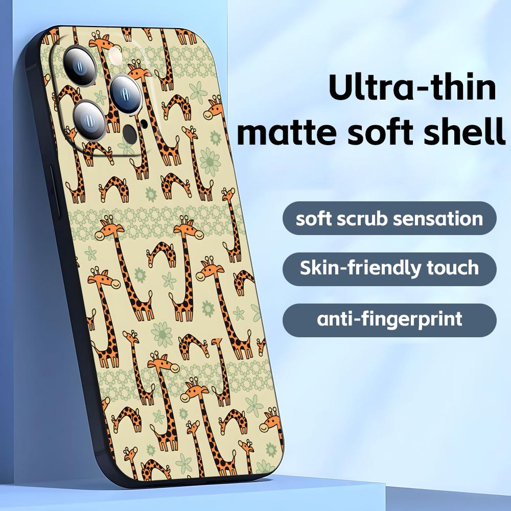 Süßes Giraffen-Handyhülle Für iPhone17 16 16e 15 14 13 12 11 Plus Mini Pro Max Weiche schwarze Stoßfeste Hülle