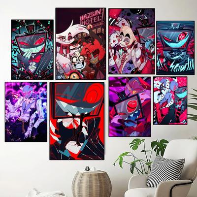 1ks H-Hazbin Kreslený Hotelový Plakát Papírový Tisk Domácí Ložnice Vstup Bar Kavárna Umělecká Malba Dekorace