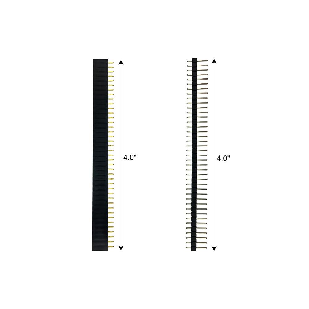 40 Pin 1x40 Single Row Male and Female 2.54 Breakable Pin Header PCB JST Connector Strip for Arduino Black