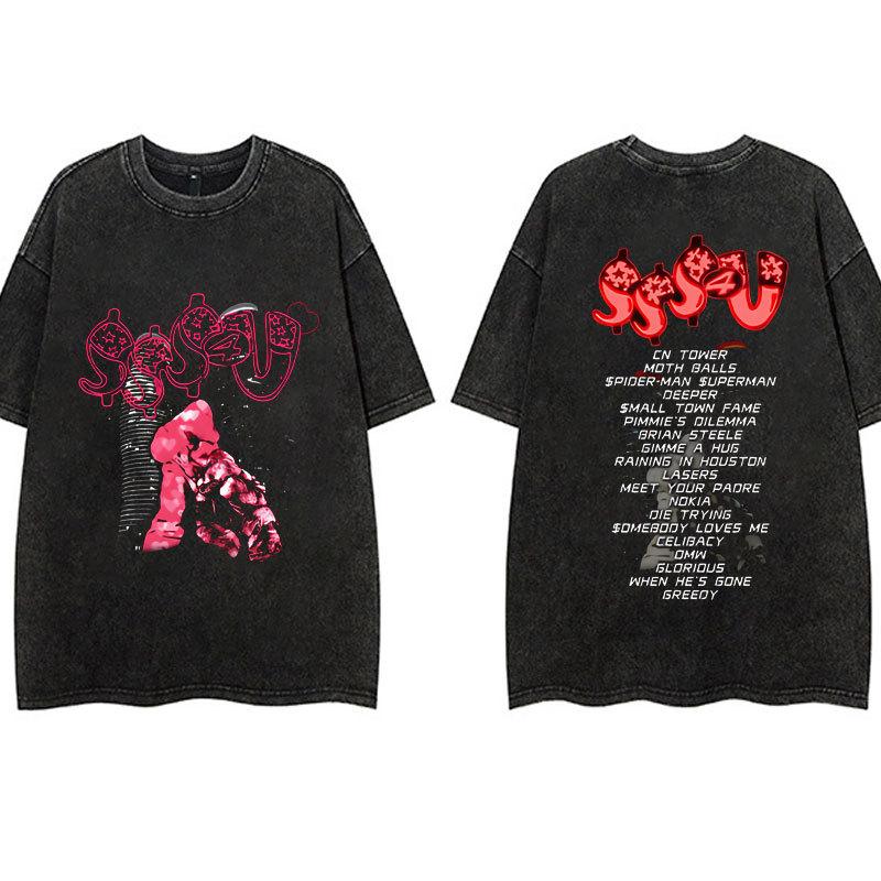 Wash Vintage Rapper Drake For All The Dogs Graphic T Shirts S