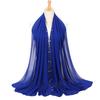 Women's Solid Chiffon Pearl Scarf, Elegant Beaded Hijab Shawl, Muslim Headscarf for Daily/Party