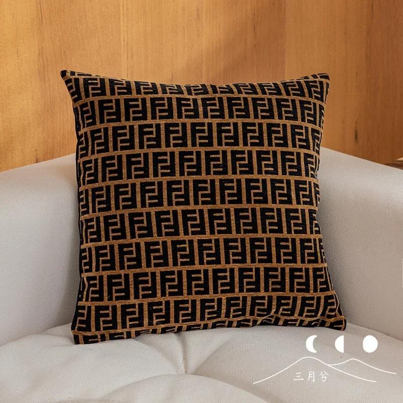 Light Luxury Sofa Pillow Cover New Chinese Modern Minimalist Model Room Decoration Pillow Backrest Headboard Cushion Cover
