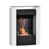 Bioethanol Fireplace 0.9 L Burner with Storage Tray In Tempered Glass 60 X 20 X 79 Cm Steel Black and White
