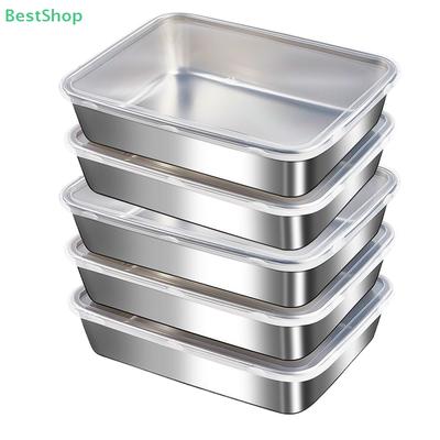 Stainless Steel Preservation Box With Lid,Food-grade Sealed Box,Square Meal Prep Container,Bento Box Compartment Container