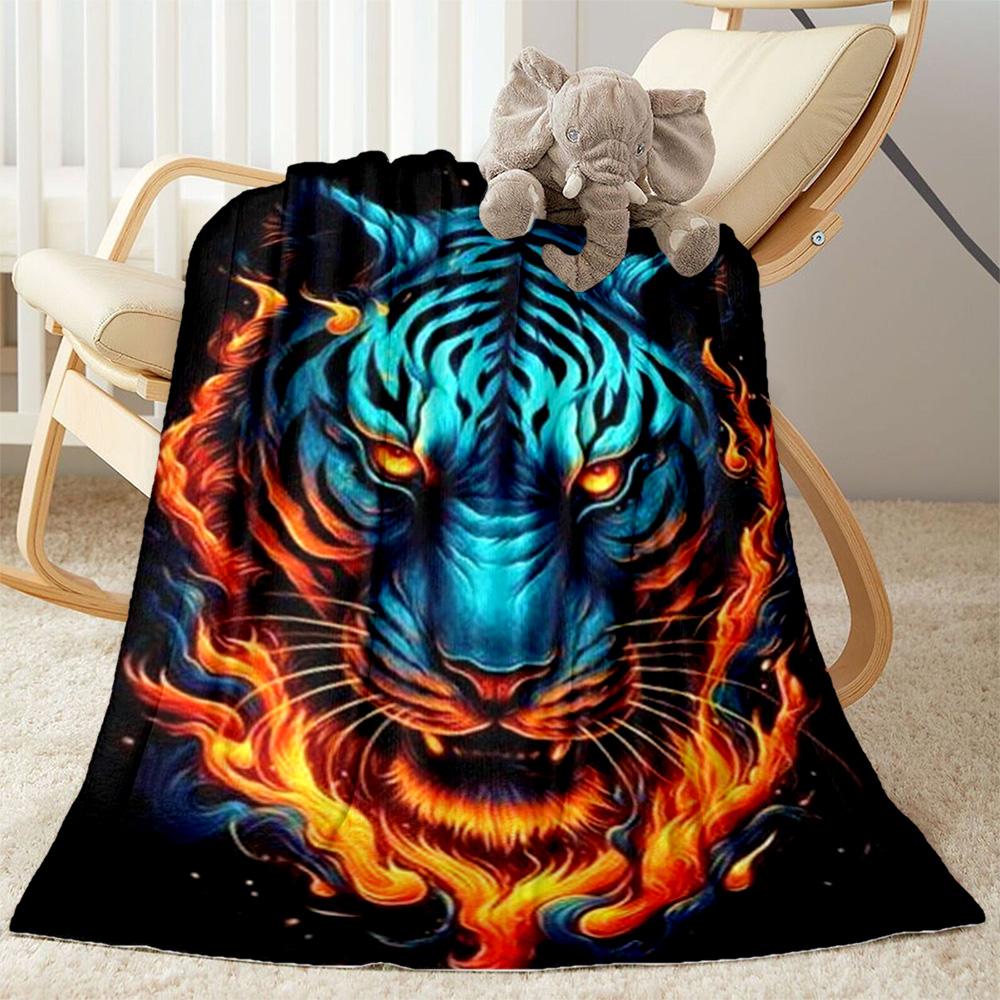 Tiger And Roses Blanket Suitable for Offices, Travel, Living Rooms Also a Good Gift for Friends and Family Suitable for All Seasons.