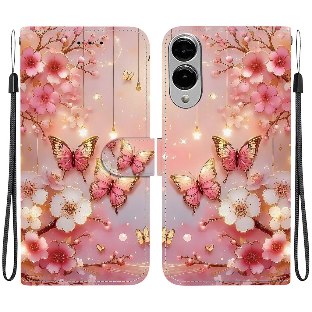 For Samsung Galaxy S25 Edge Leather Case Stand Wallet Pattern Printing Phone Cover with Wrist Strap