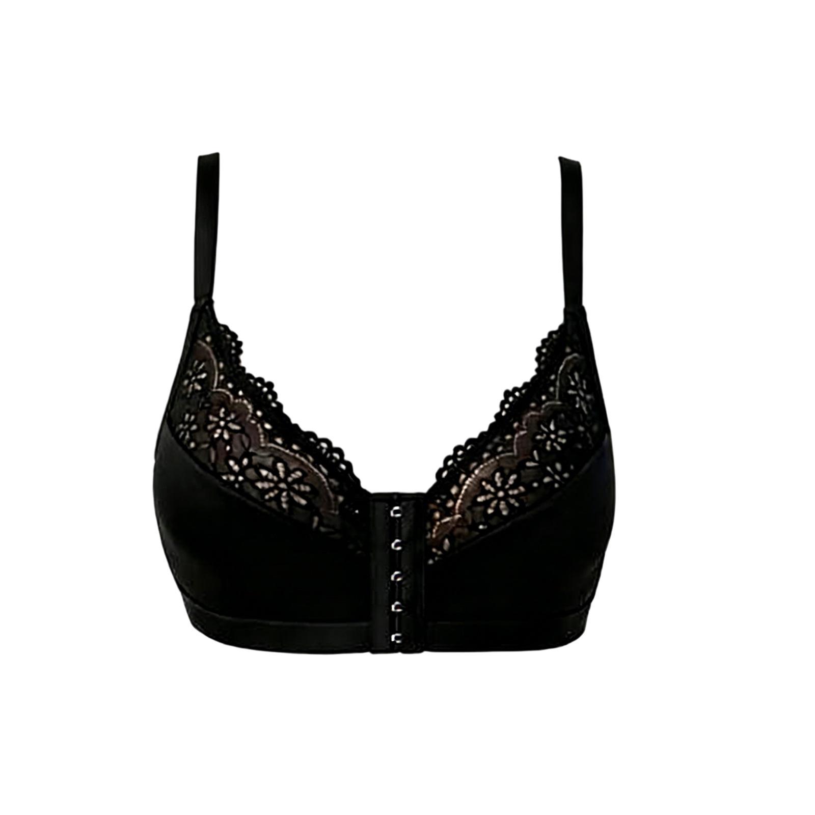 Кружевной бюстгальтер Zeriluna с передней застежкой - Сдержанно-сексуальный, Удобный, Повседневный рабочий бюстгальтер S чёрный