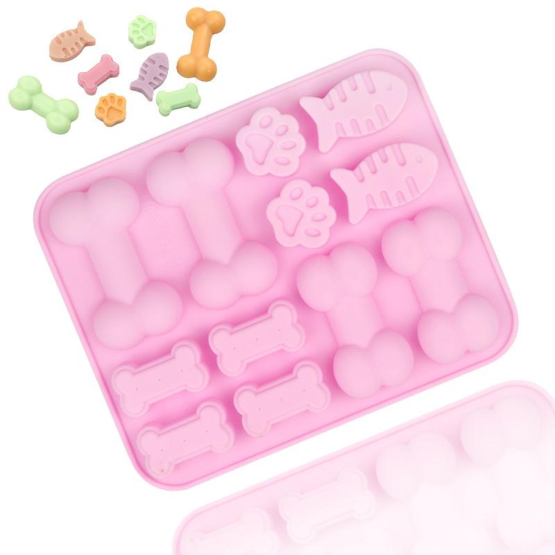 Dog Paw Bone Mold Pet Frozen Treats Silicone Mould Puppy Cat Print Treat Moldes De Silicona Baking Accessories Cupcake Topper