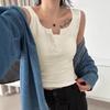 Simple Fashion Integrated Round Neck Fake Two Wide Shoulder Back Heart Female Slimming Thread Matching Sleeveless
