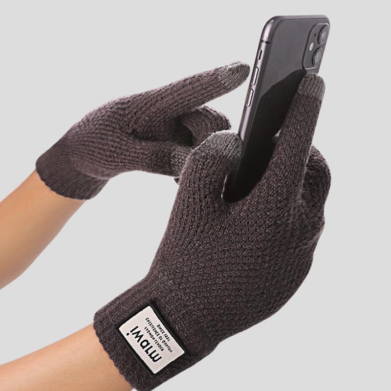 Men'S And Women'S Knitted Touch Screen Gloves Winter Outdoor Cold Protection Warm Plush Jacquard Gloves