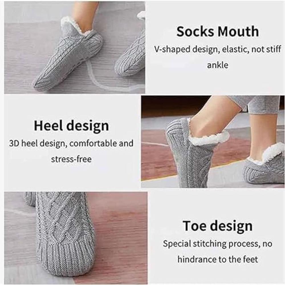 Velvet V-Mouth Fluffy Slipper Socks Antiskid Sleep Socks New Warm Socks  Unisex