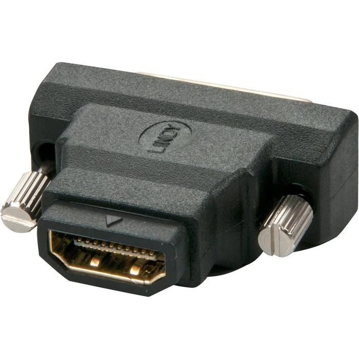Adaptateur vidéo - LINDY - DVI-D mâle / HDMI A femelle - Connecteurs or - Signal numérique - Noir