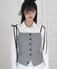 ZIZEMUSEUM Ribbon Button Top (Gray)