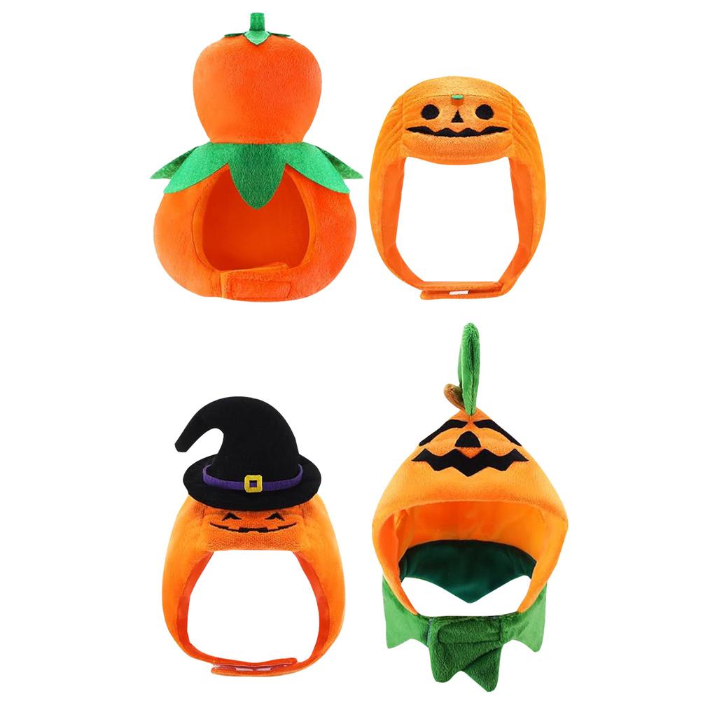 Cat And Dog Halloween Costumes, Halloween Pumpkin Hats, Adjustable Pet Headwear, Party Costumes, Dog And Cat Costume Accessories, 4-piece Set
