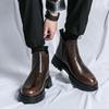 Men's Casual Fashion Martin High-Top Boots - Autumn/Winter Thick-Soled Korean & British Style, Slip-On Height-Increasing Design