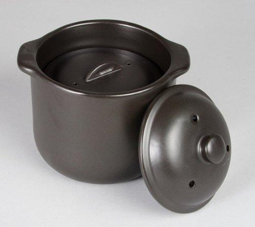 Sento Senka Pottery CeraCook Microwave Rice Cooker (Double Lid) Black Glaze (1.5 cups) 10-05